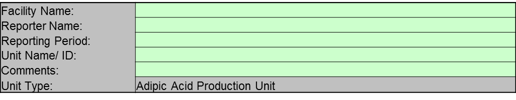Enter data into the green cells for the General Information Table